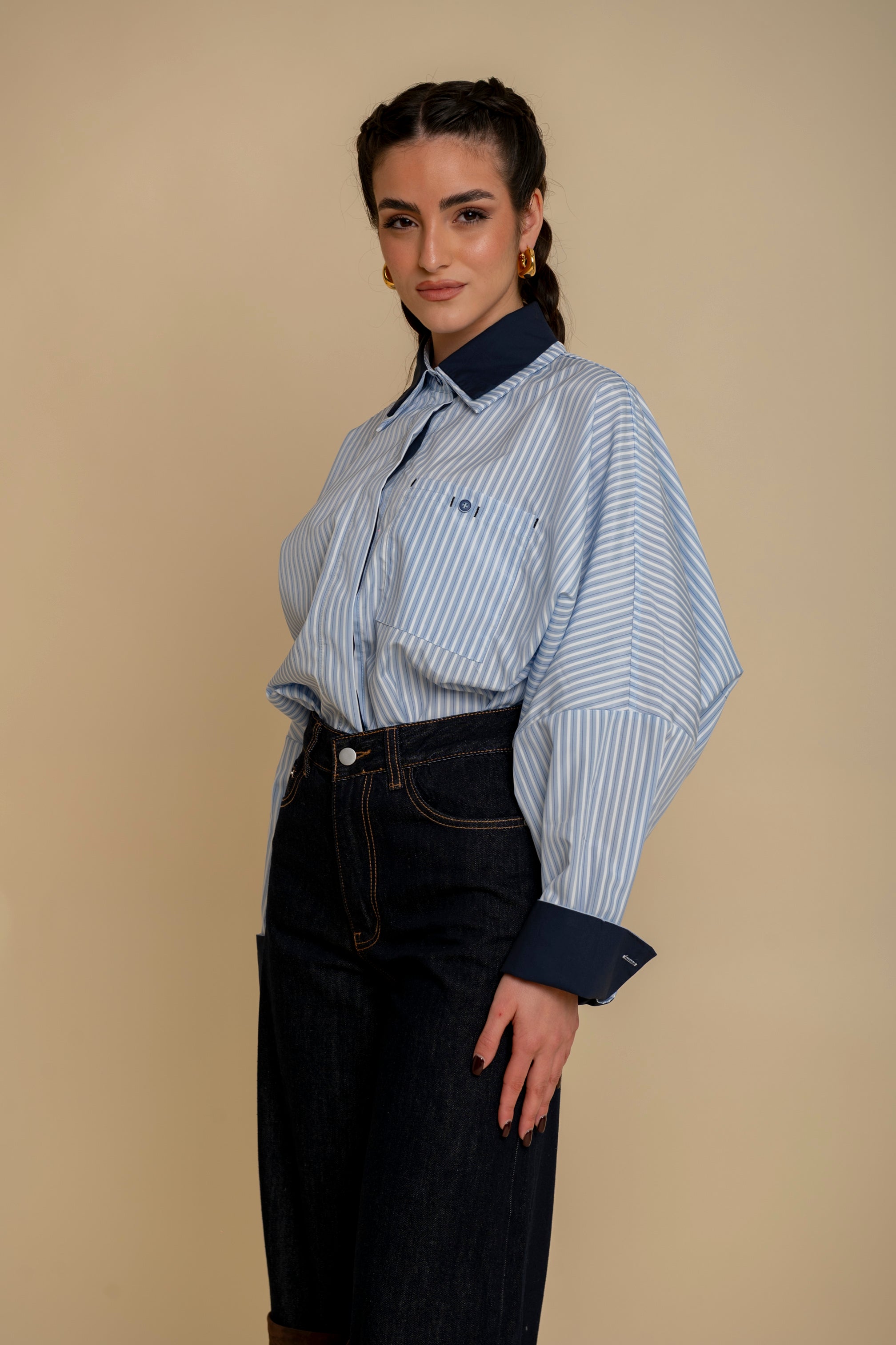 Camicia a righe doppio colletto