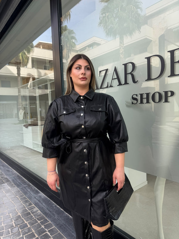 Abito camicia in ecopelle curvy