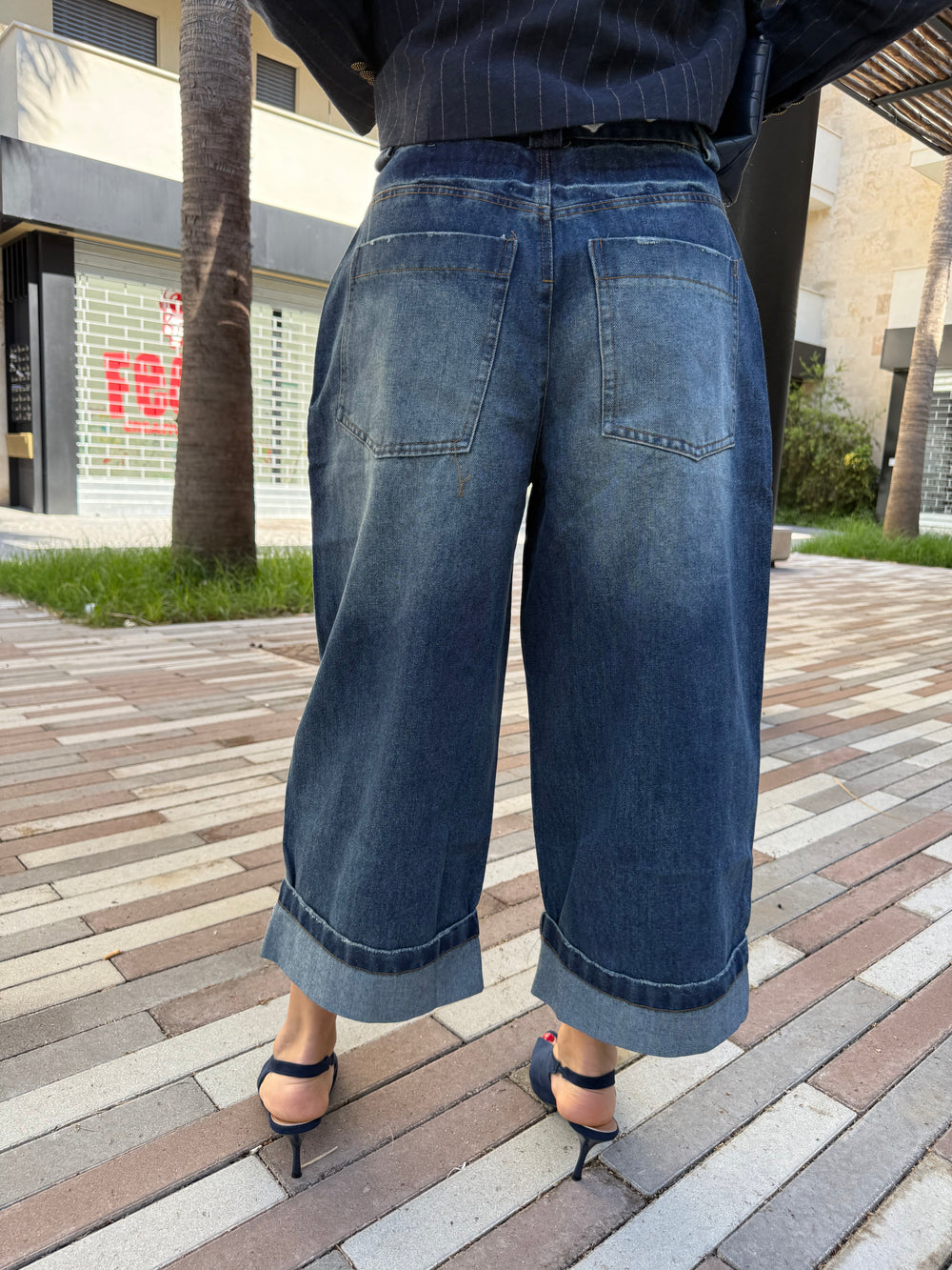 Jeans ballon con risvolto