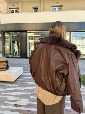 Bomber ecopelle con pelliccia by Lumina