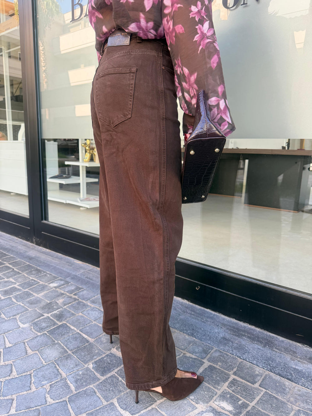 Jeans mom fit brown curvy