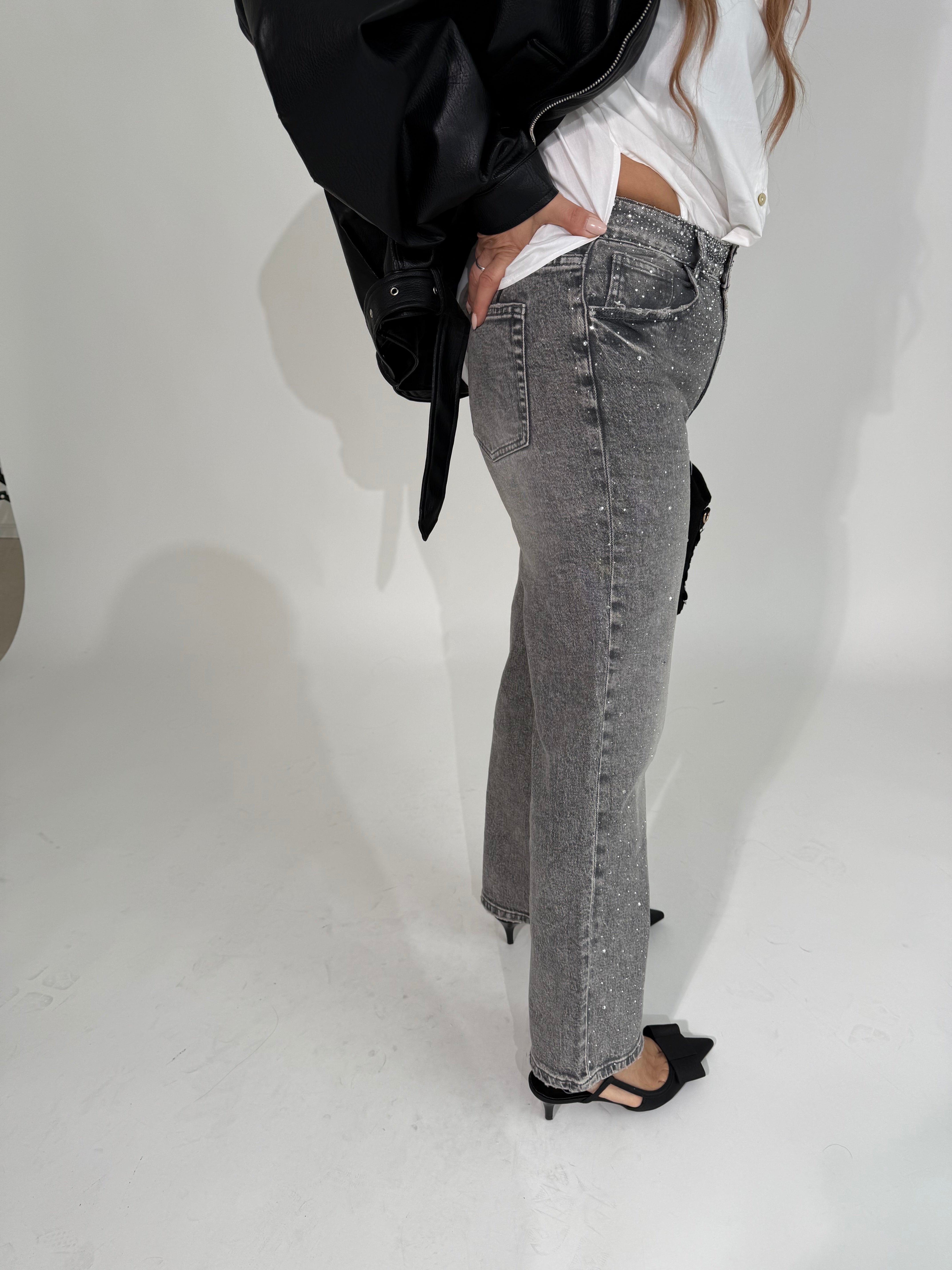 Jeans strass grey