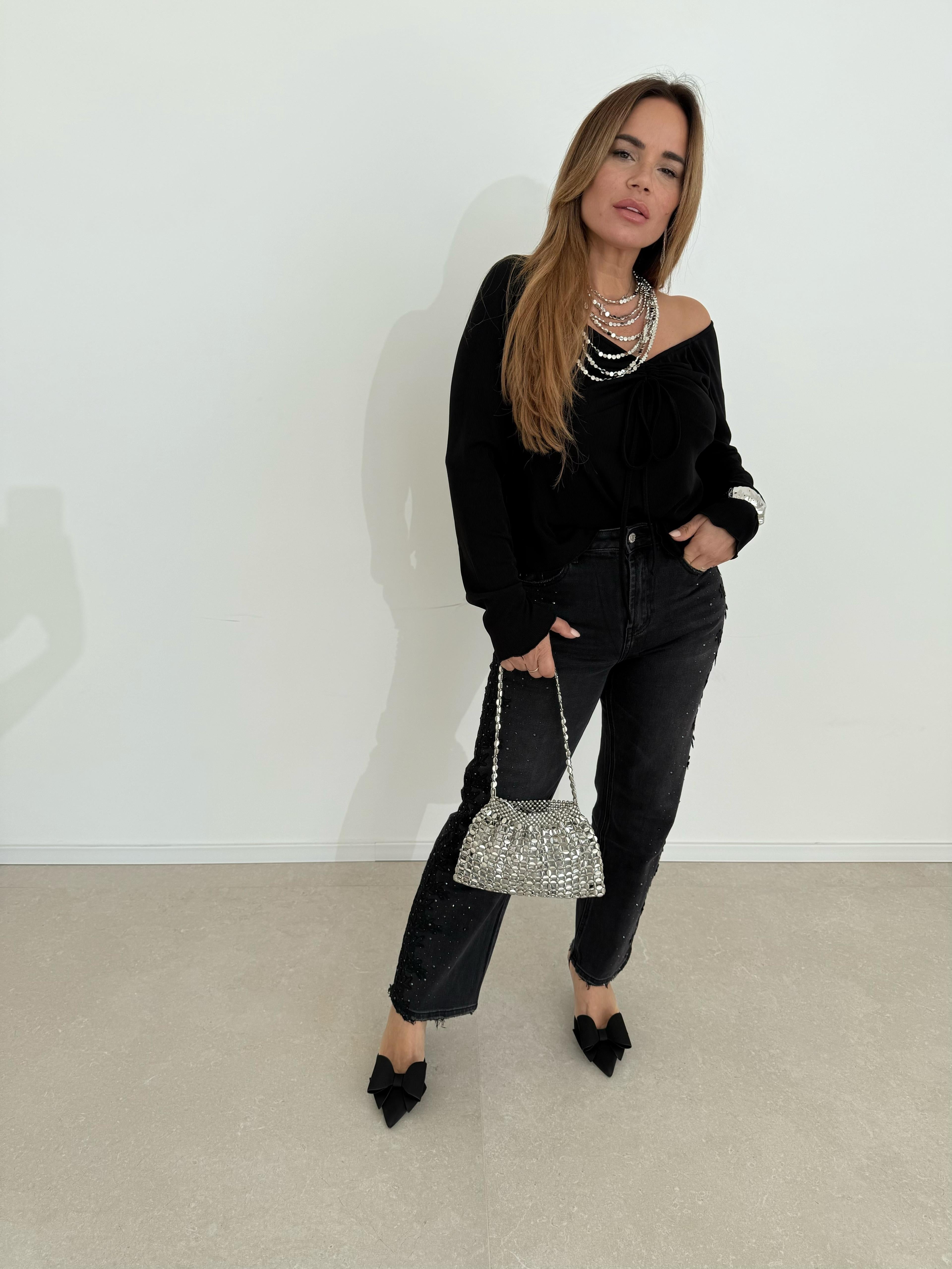 Maglia scollo a barca curvy