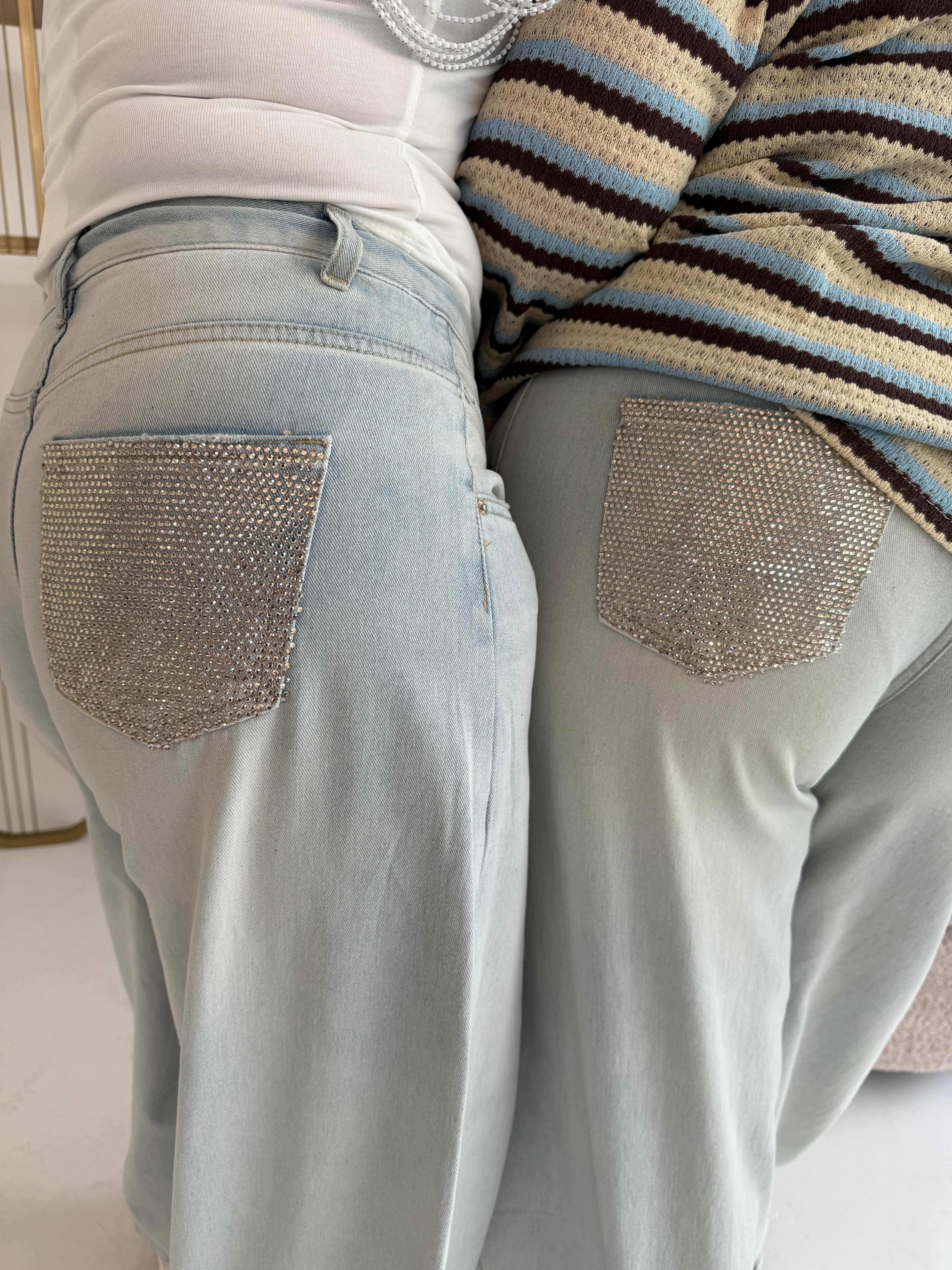 Jeans ballon con tasca oro curvy