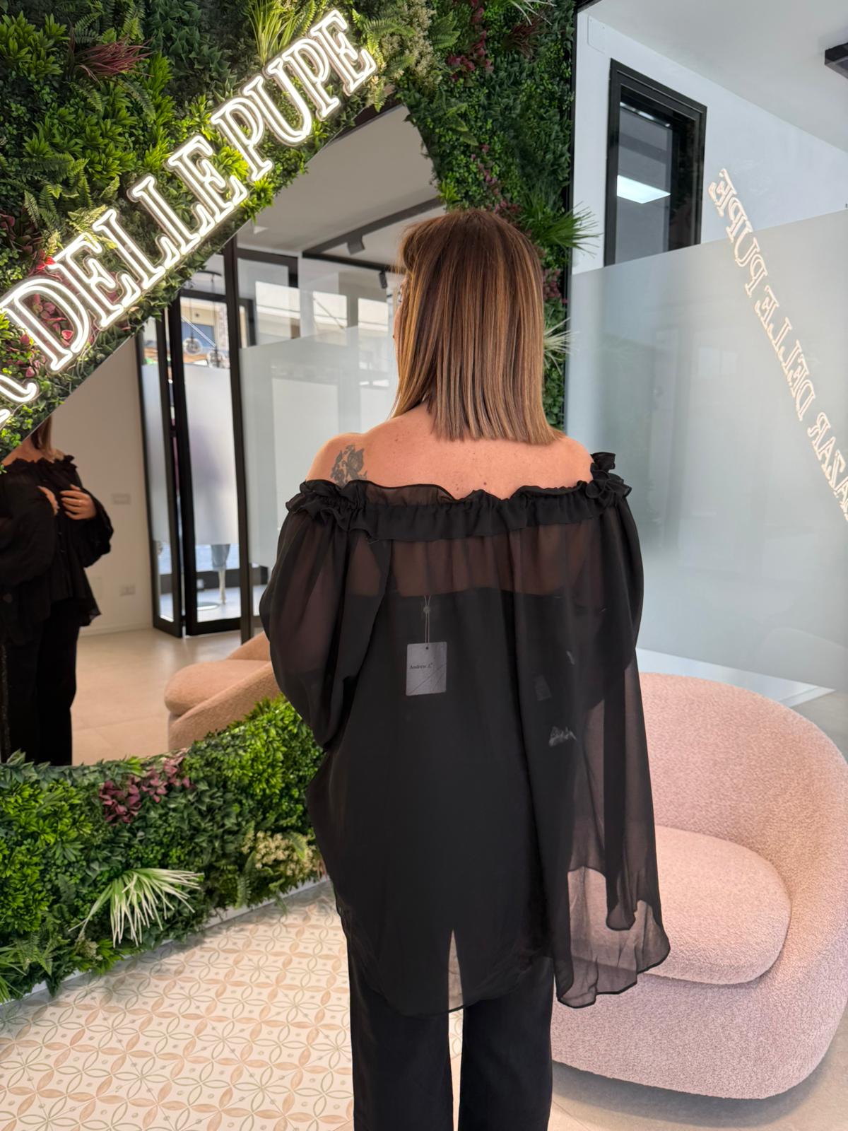 Camicia velata scollo a barca