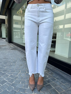 Jeans taglio vivo white