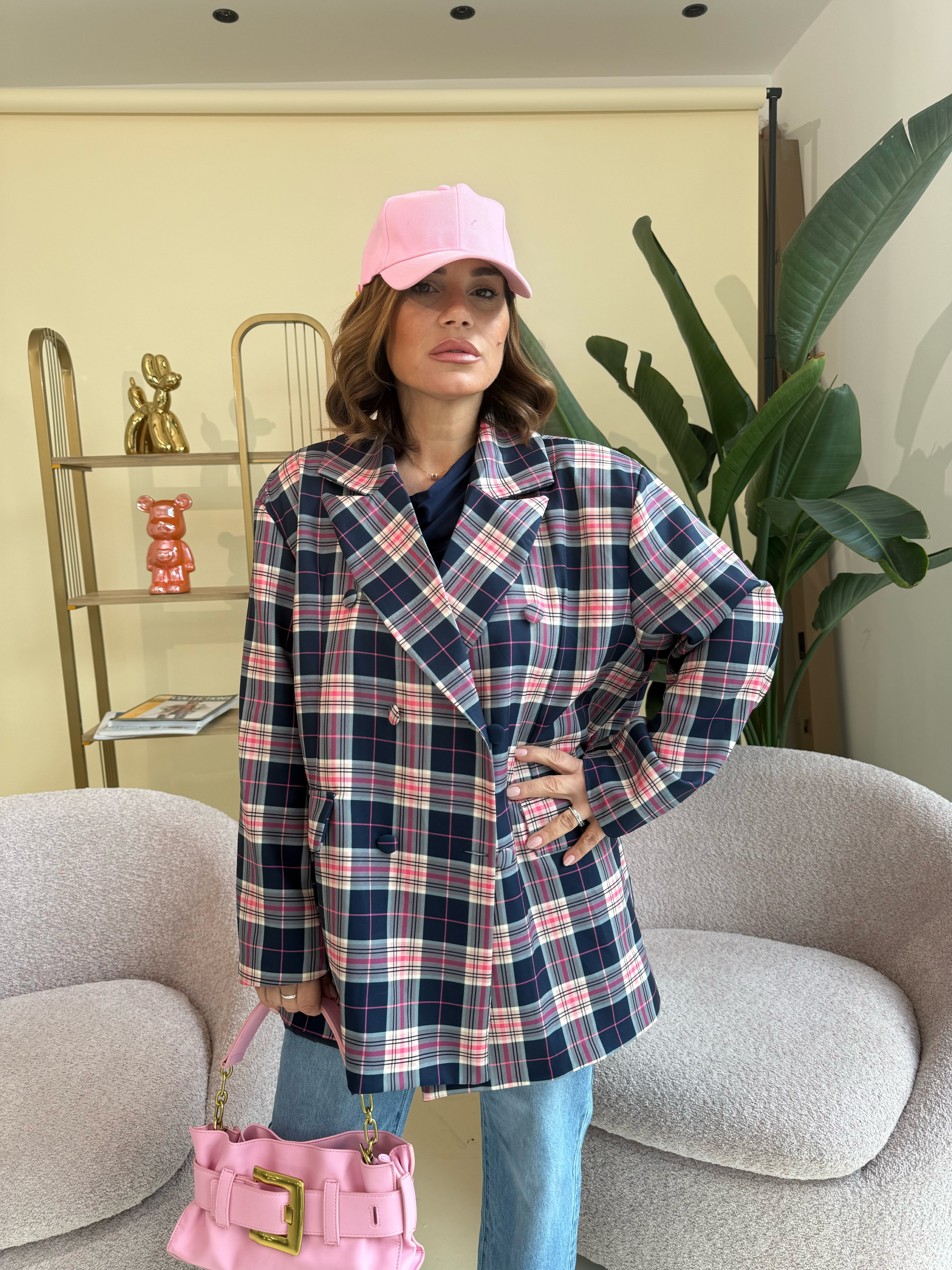 Giacca a quadri blue curvy