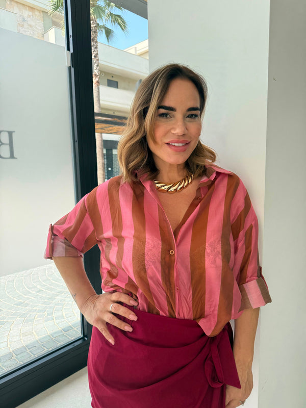 Camicia velata righe curvy
