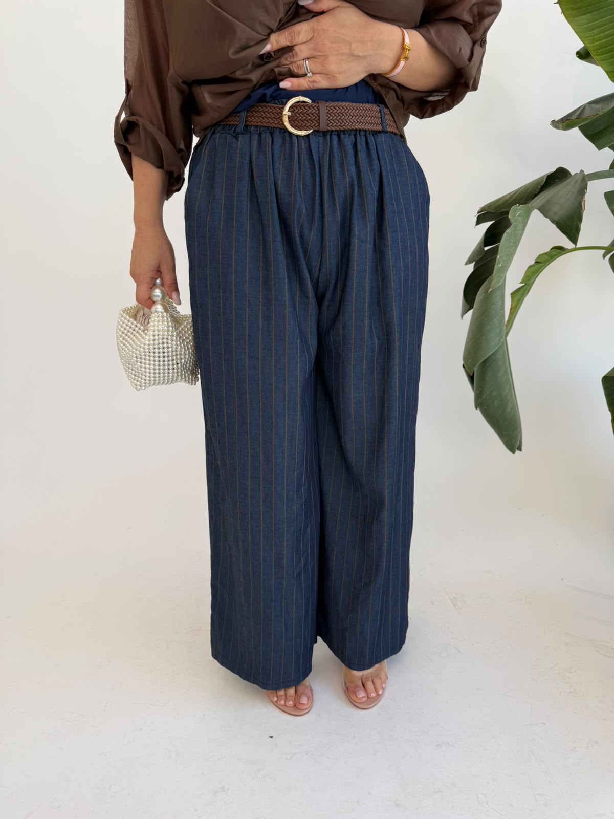 Pantalone gessato blue curvy