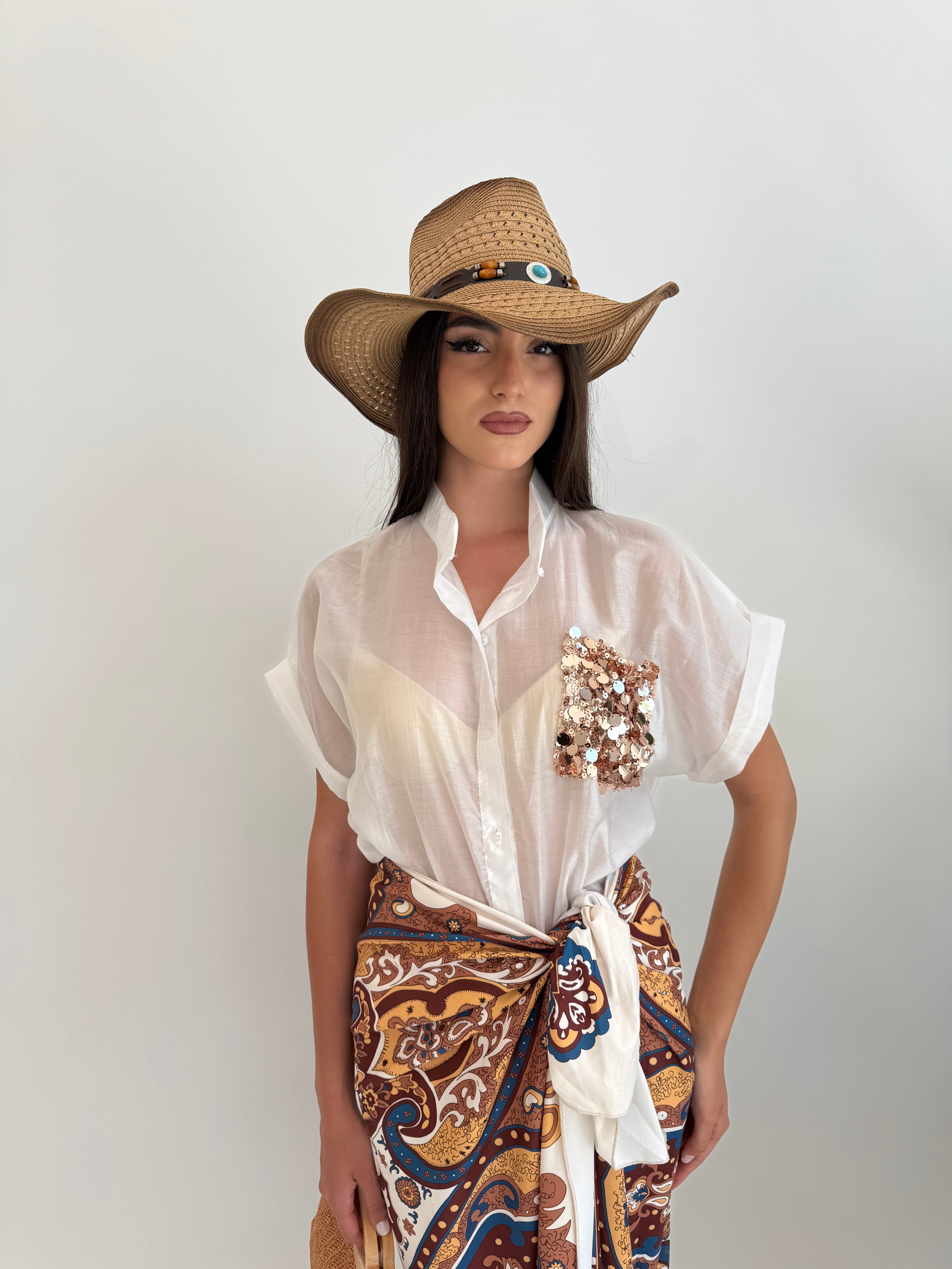 Camicia con tasca paillettes
