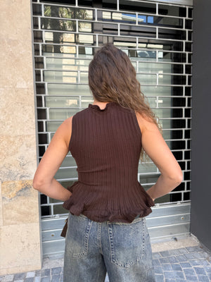 Maglia a costine con rouches