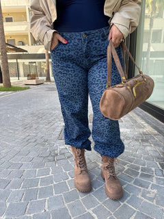 Jeans maculato blu curvy
