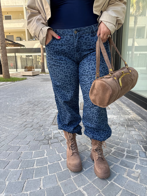 Jeans maculato blu curvy