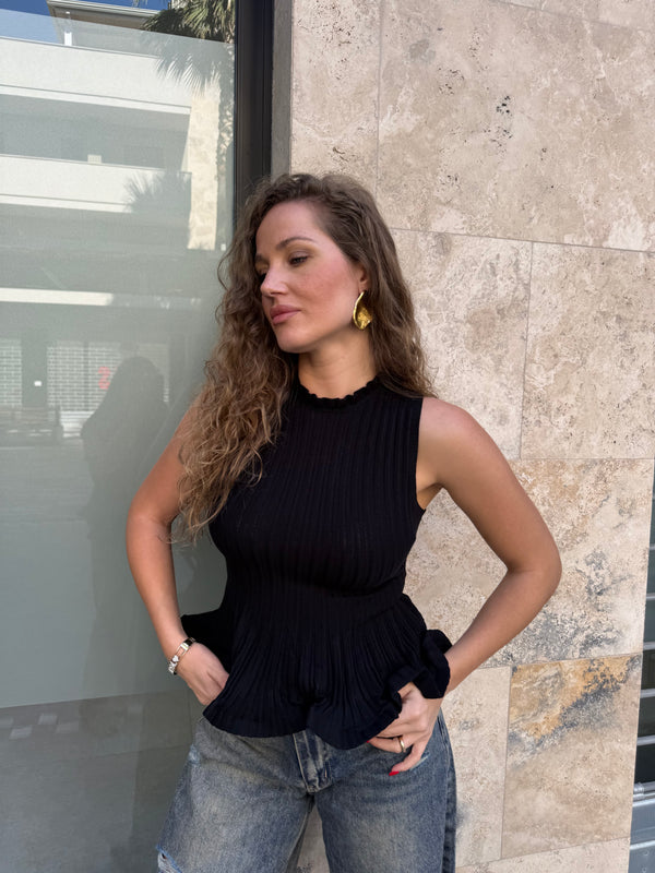 Maglia a costine con rouches