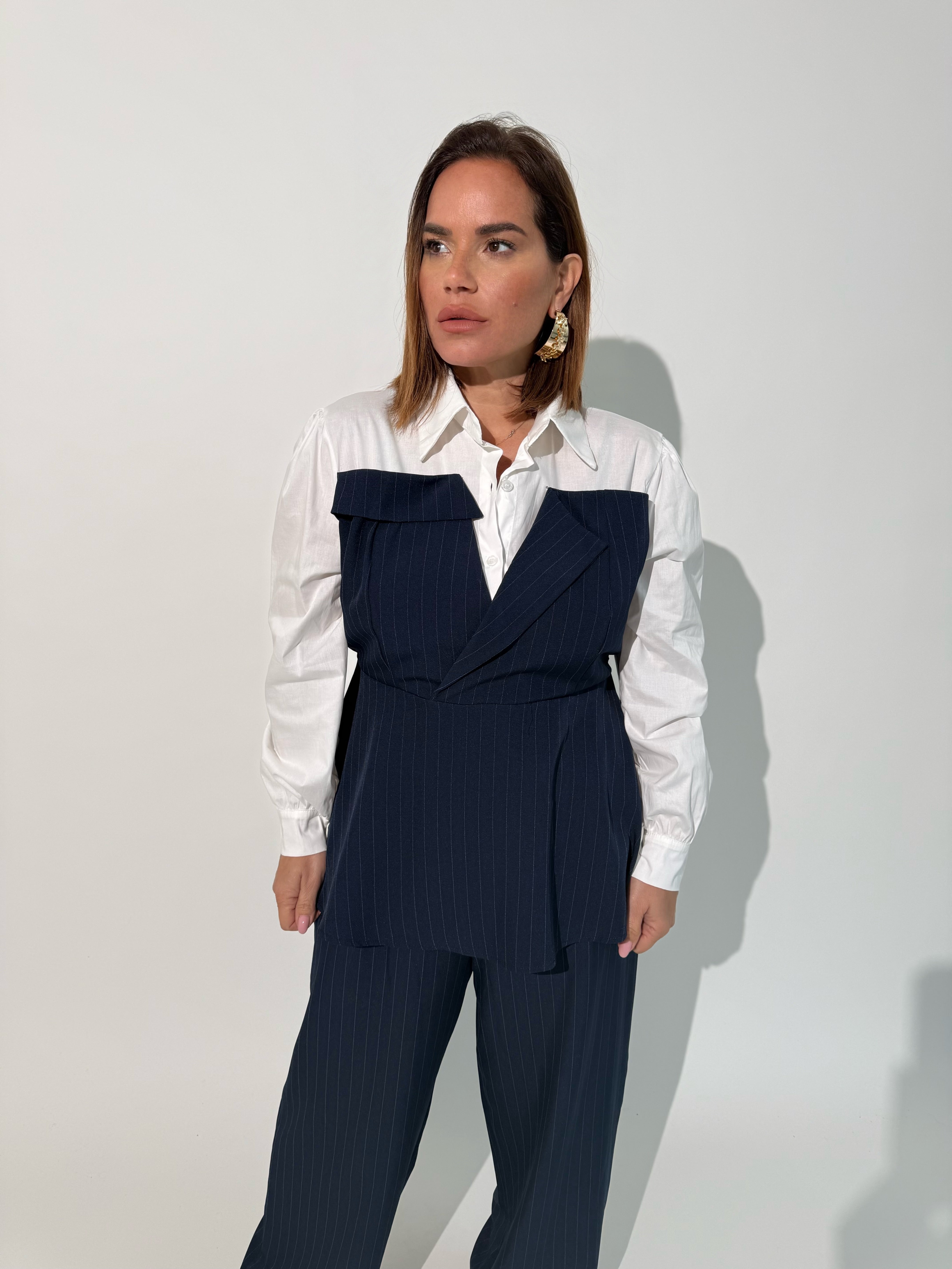 Cordset gessato effetto giacca curvy