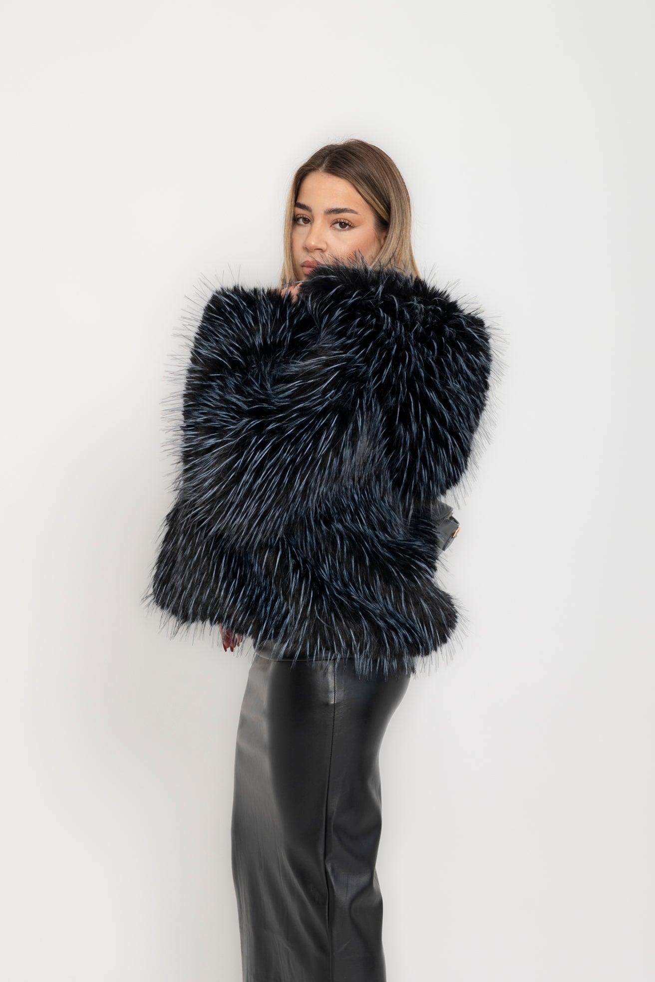 Pelliccia con dettagli Blu