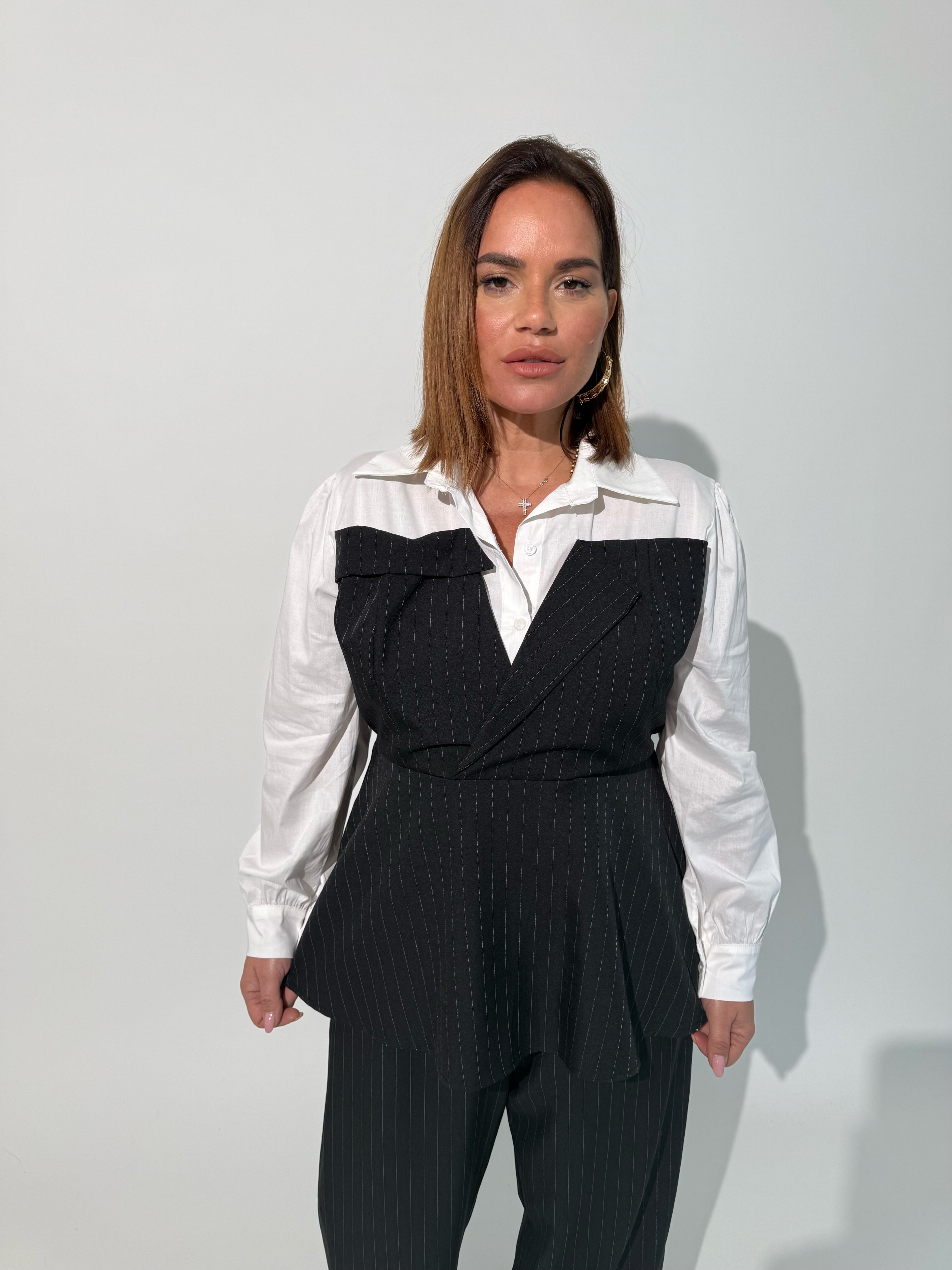 Cordset gessato effetto giacca curvy