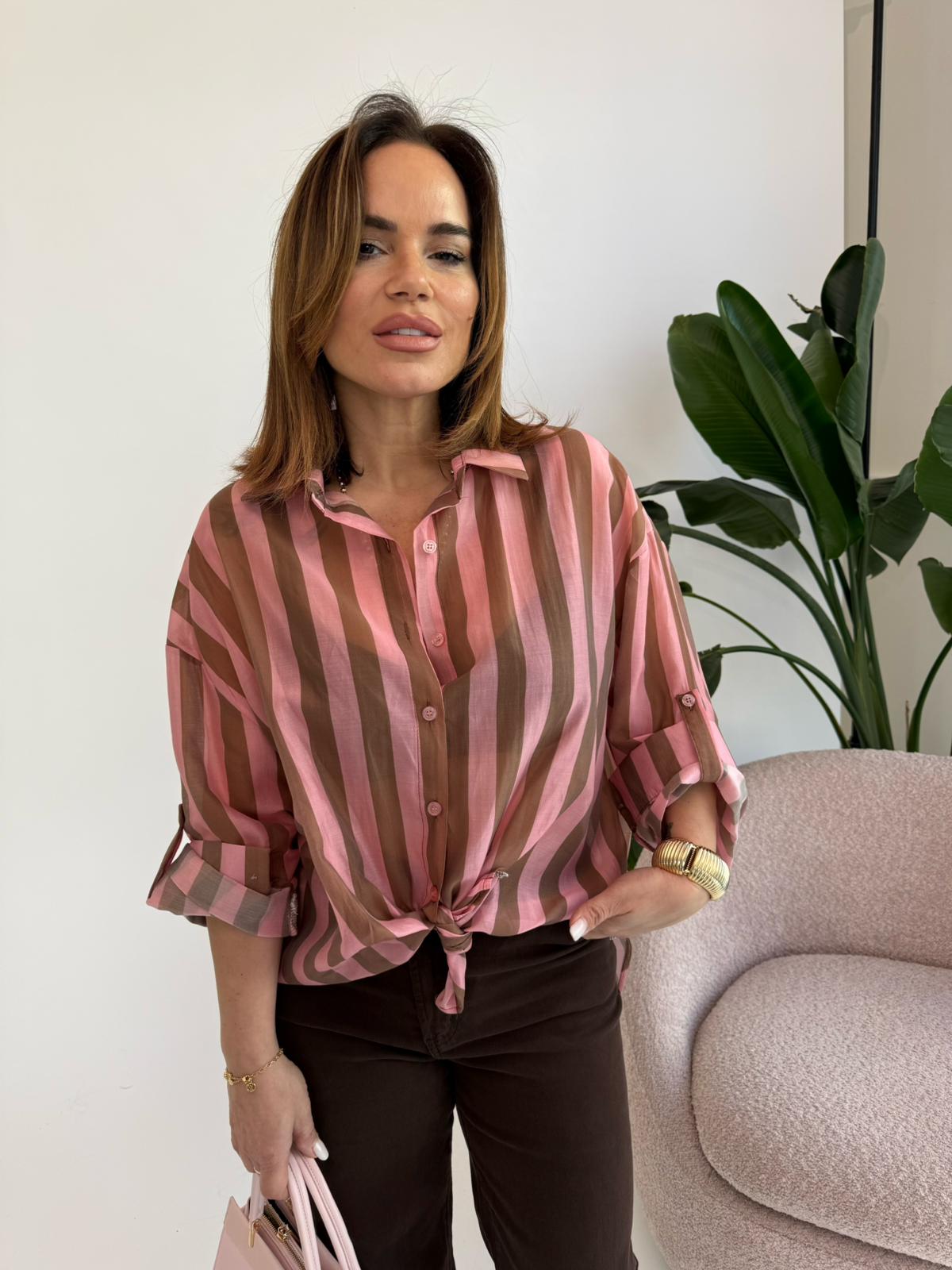 Camicia a righe curvy