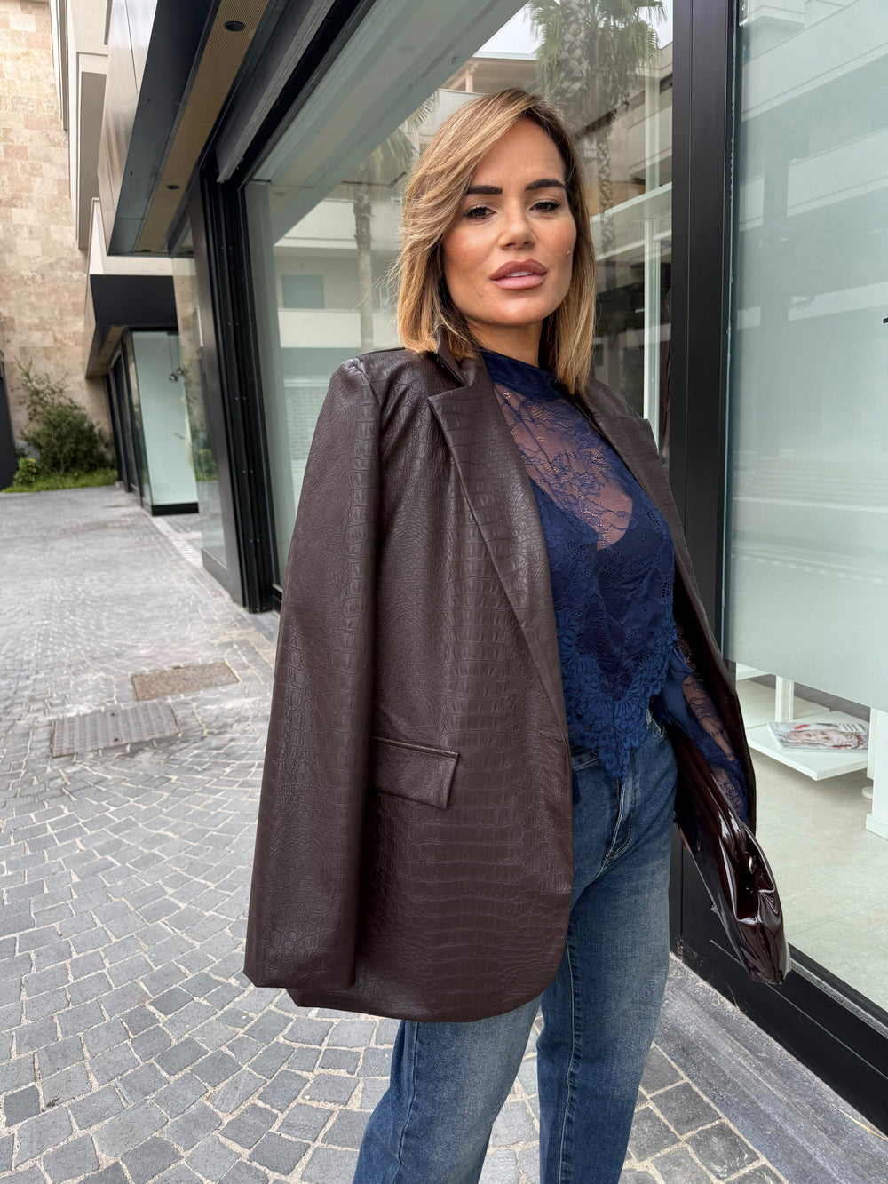 Giacca pitonata curvy