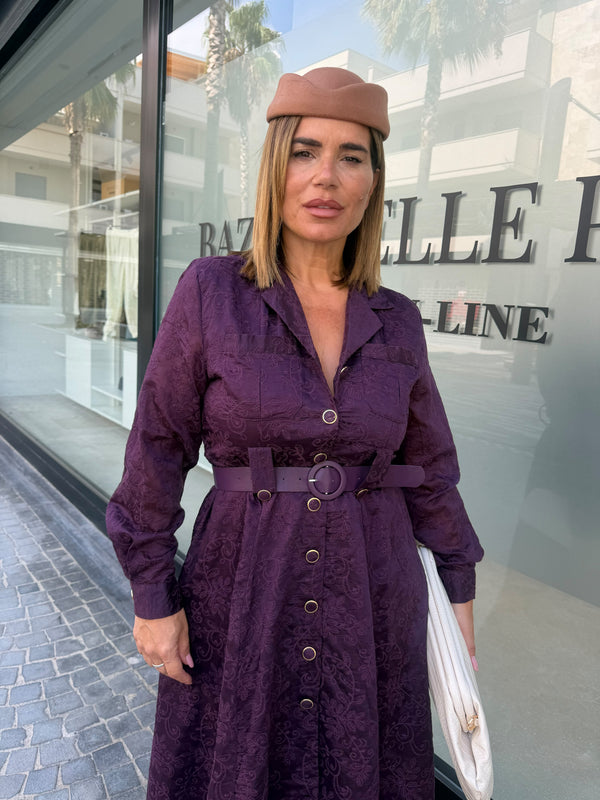 Abito camicia midi con ricami