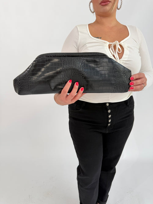 Borsa rettangolare pitonata
