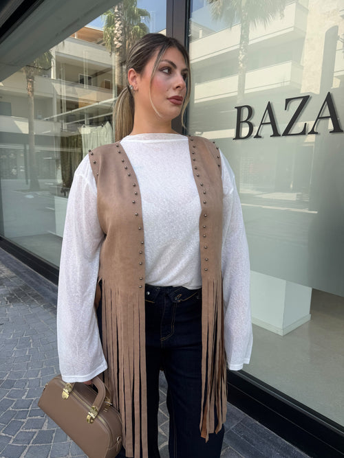 Gilet con frange curvy