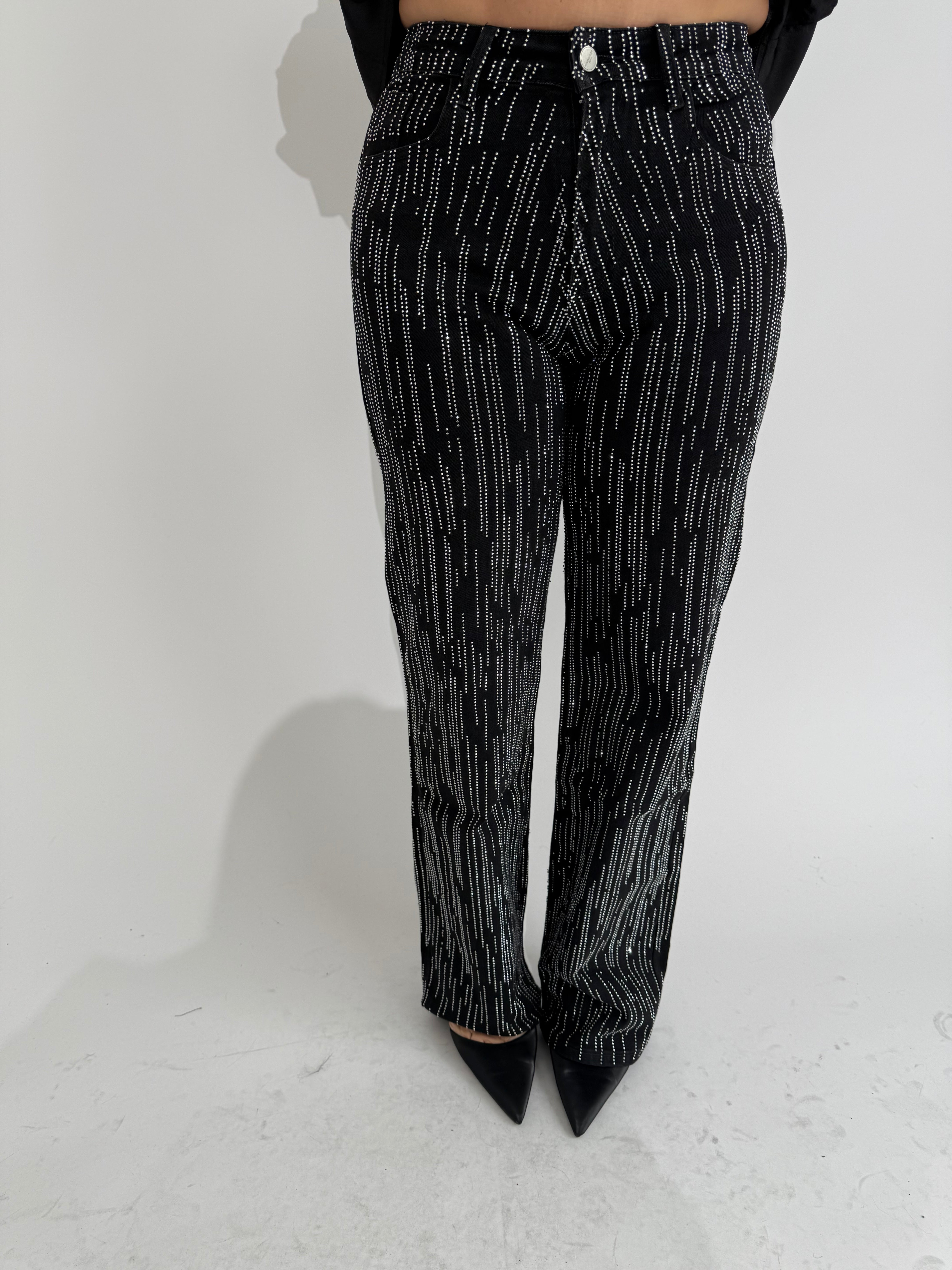 Jeans strass silver