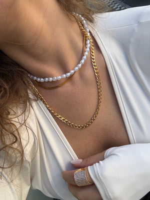 Collana tris catena e perle