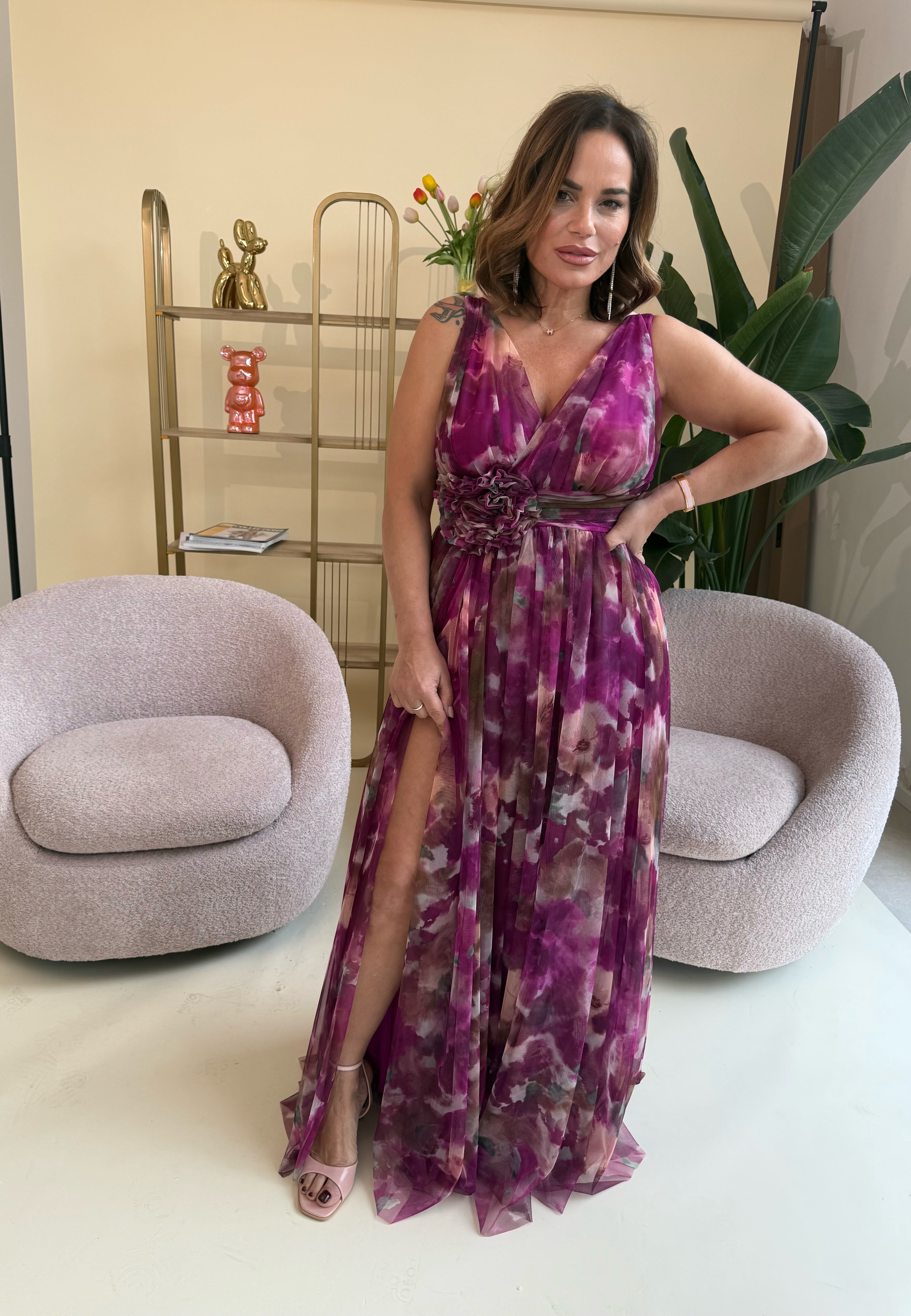 Abito cerimonia in tulle colorato