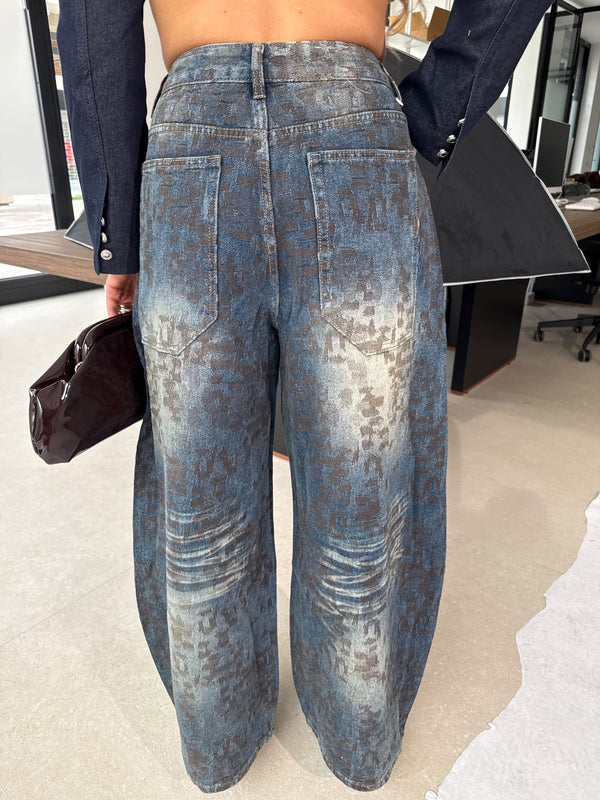 Jeans ballon con strass