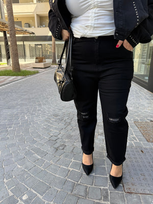 Jeans mom fit con dettagli gioiello curvy