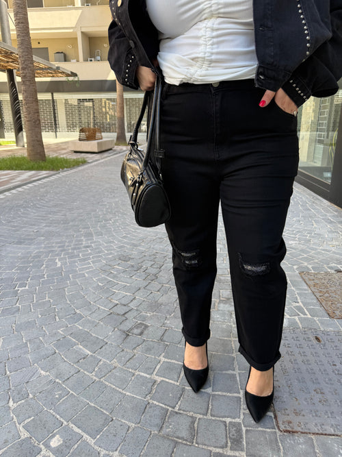 Jeans mom fit con dettagli gioiello curvy