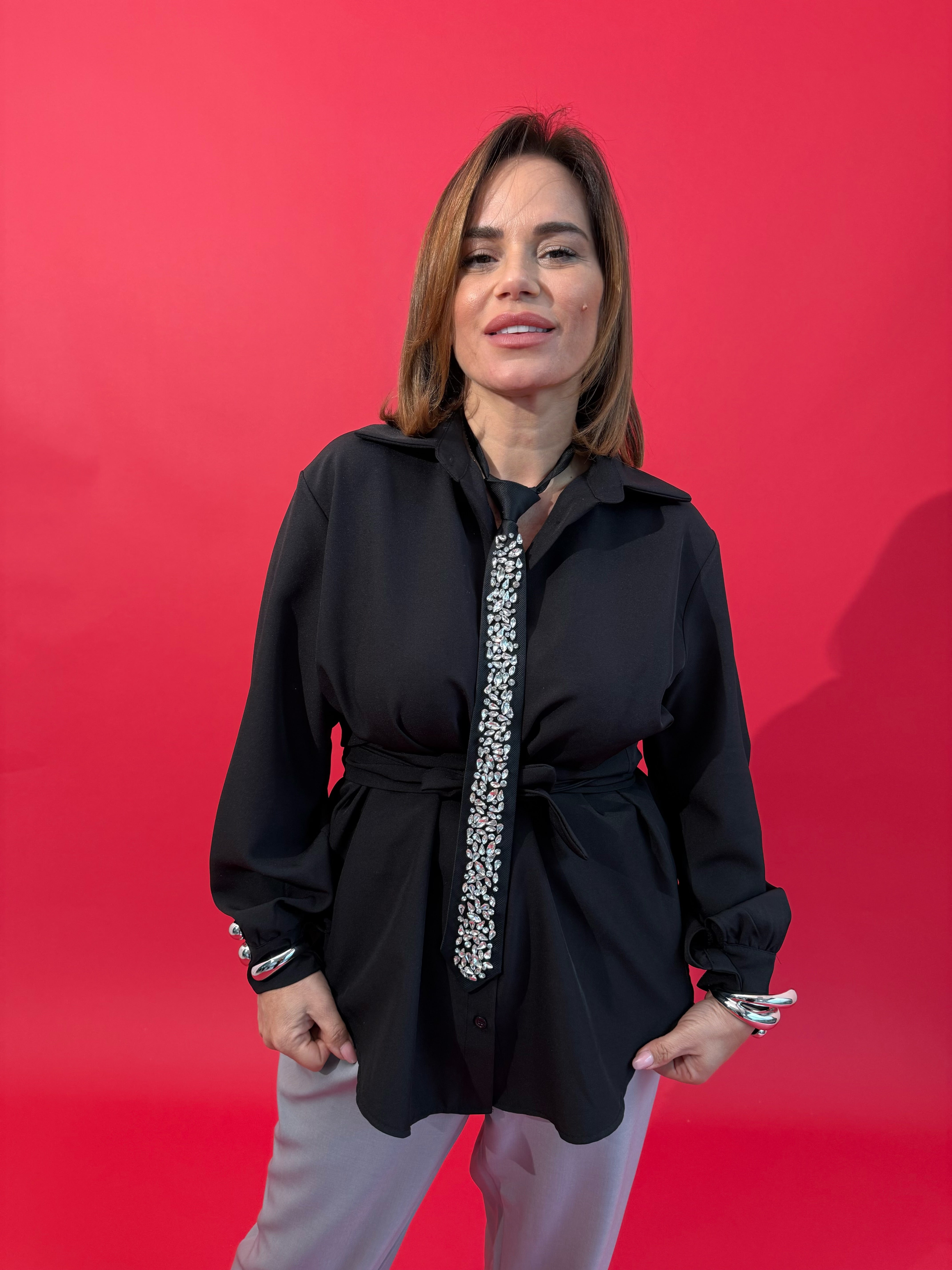 Camicia con fiocco curvy