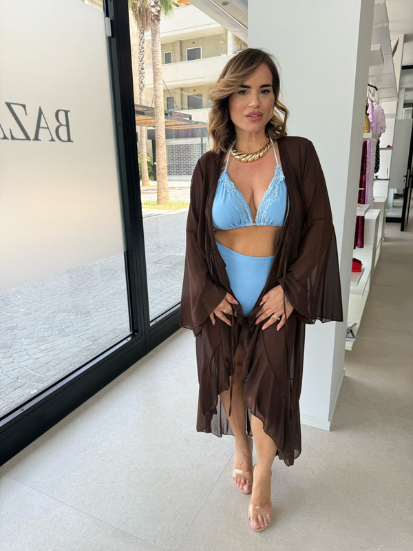Kimono velato con rouches