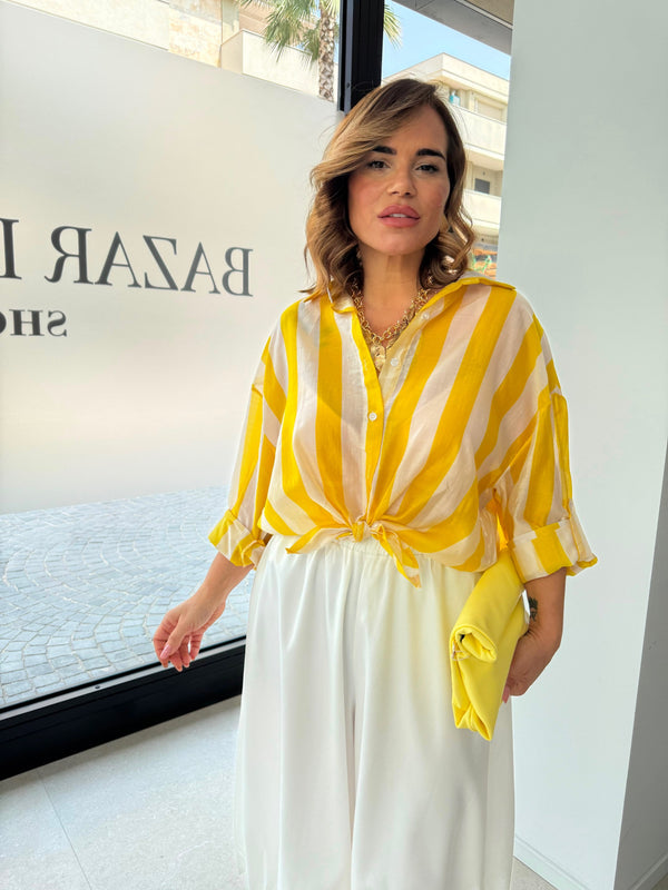 Camicia velata righe curvy
