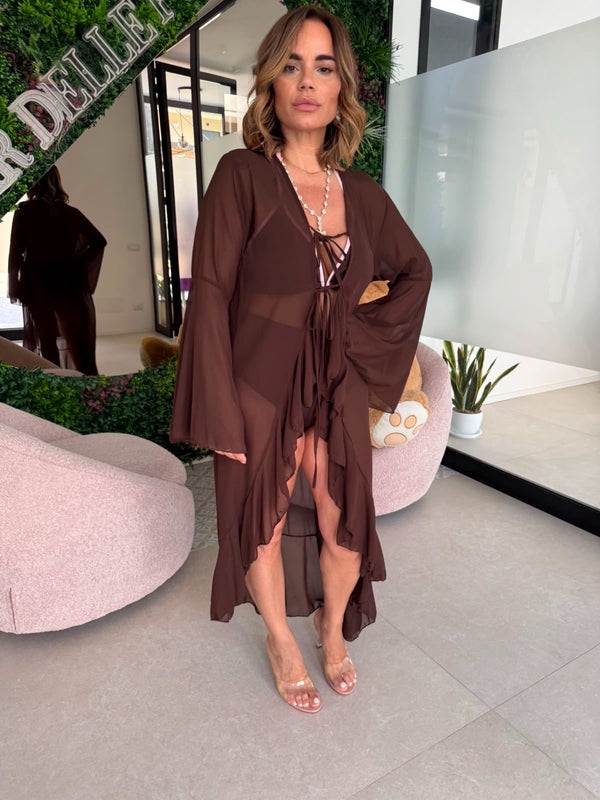 Kimono velato con rouches