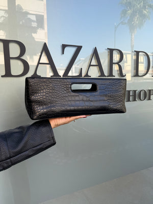 Pochette rettangolare con manico pitonato