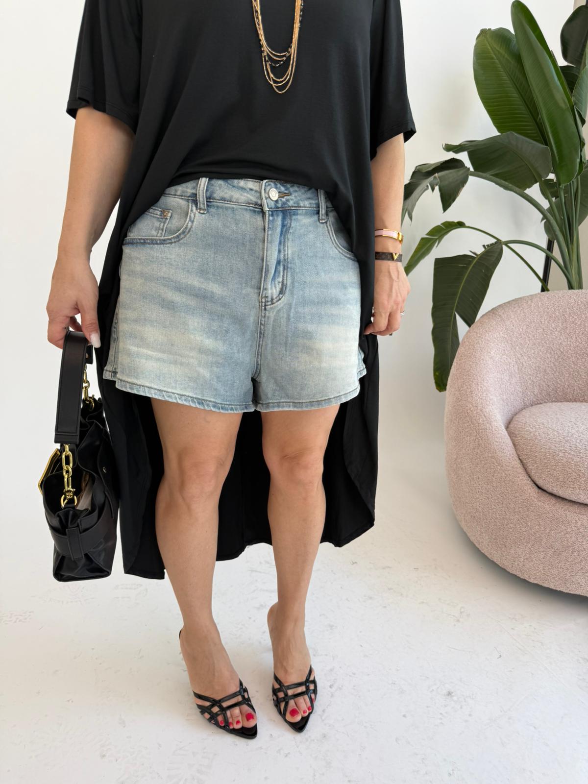 Pantaloncino denim sabbiato curvy