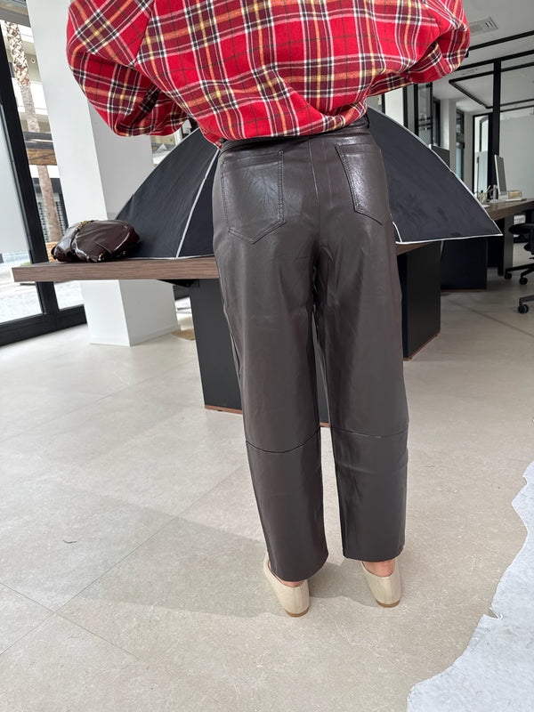 Pantalone ecopelle brown