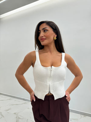 Top in lana con zip