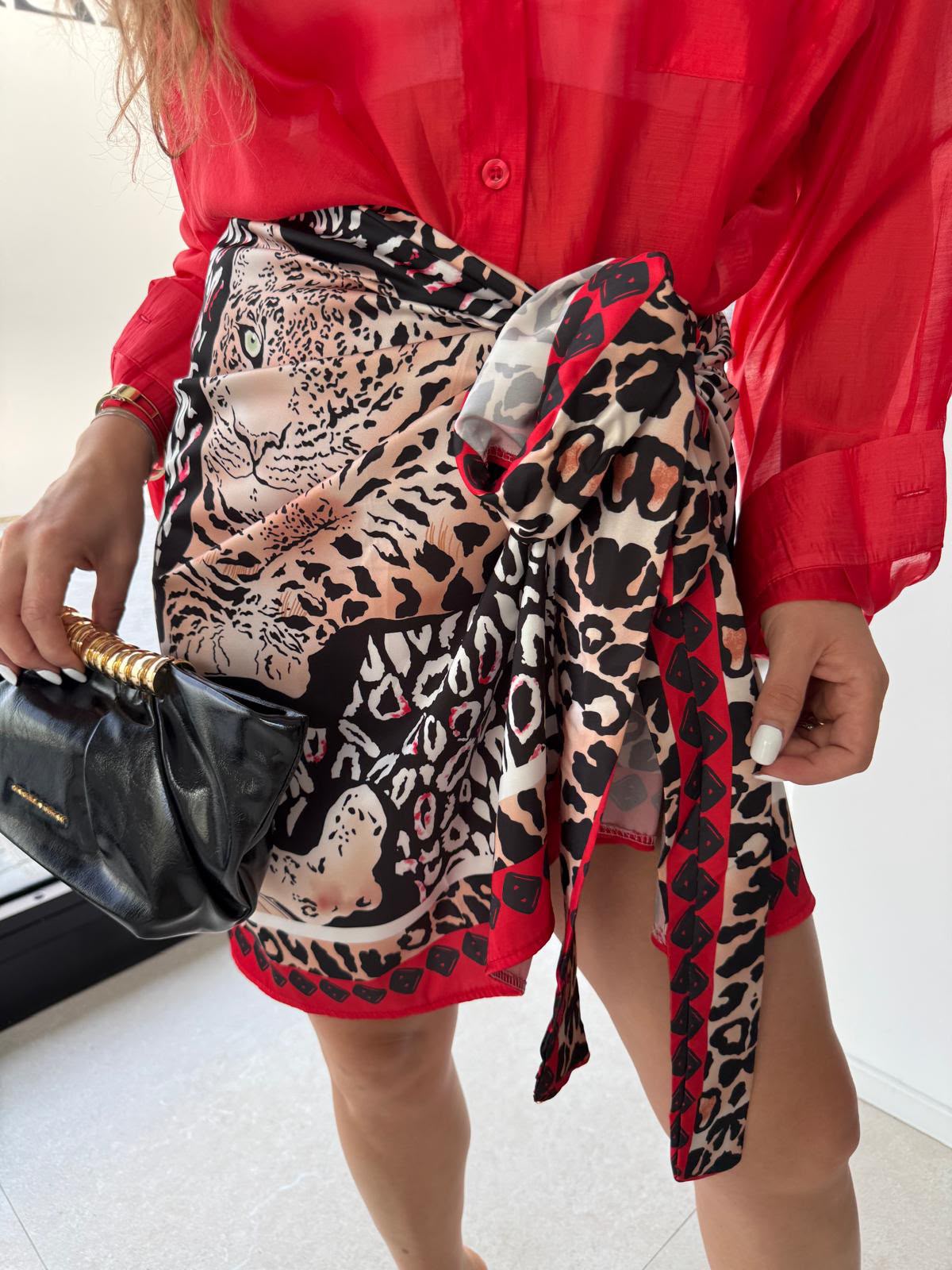Gonna pareo animalier corta