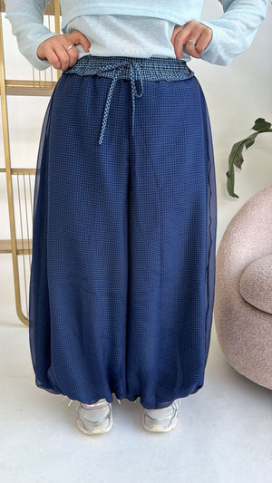 Pantalone ballon quadroni blue