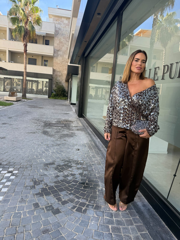 Pantalone in raso ballon