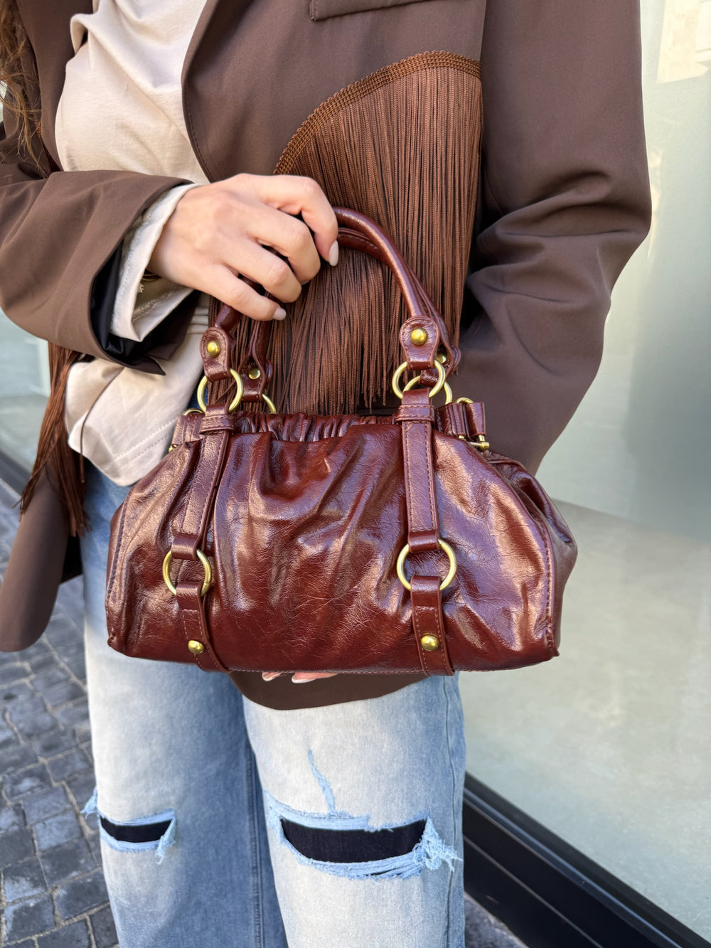 Borsa mini con cerchio gold