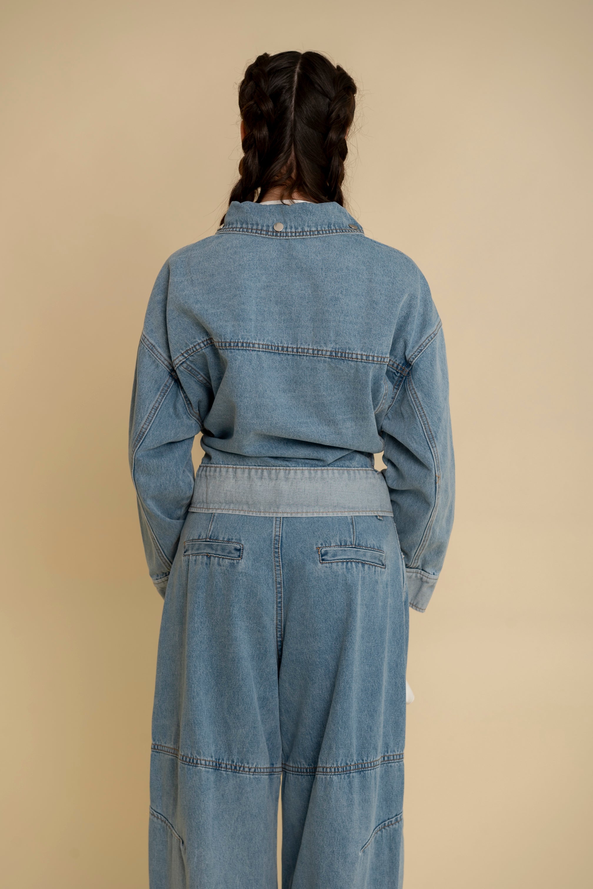 Cordset denim con arriccio in vita