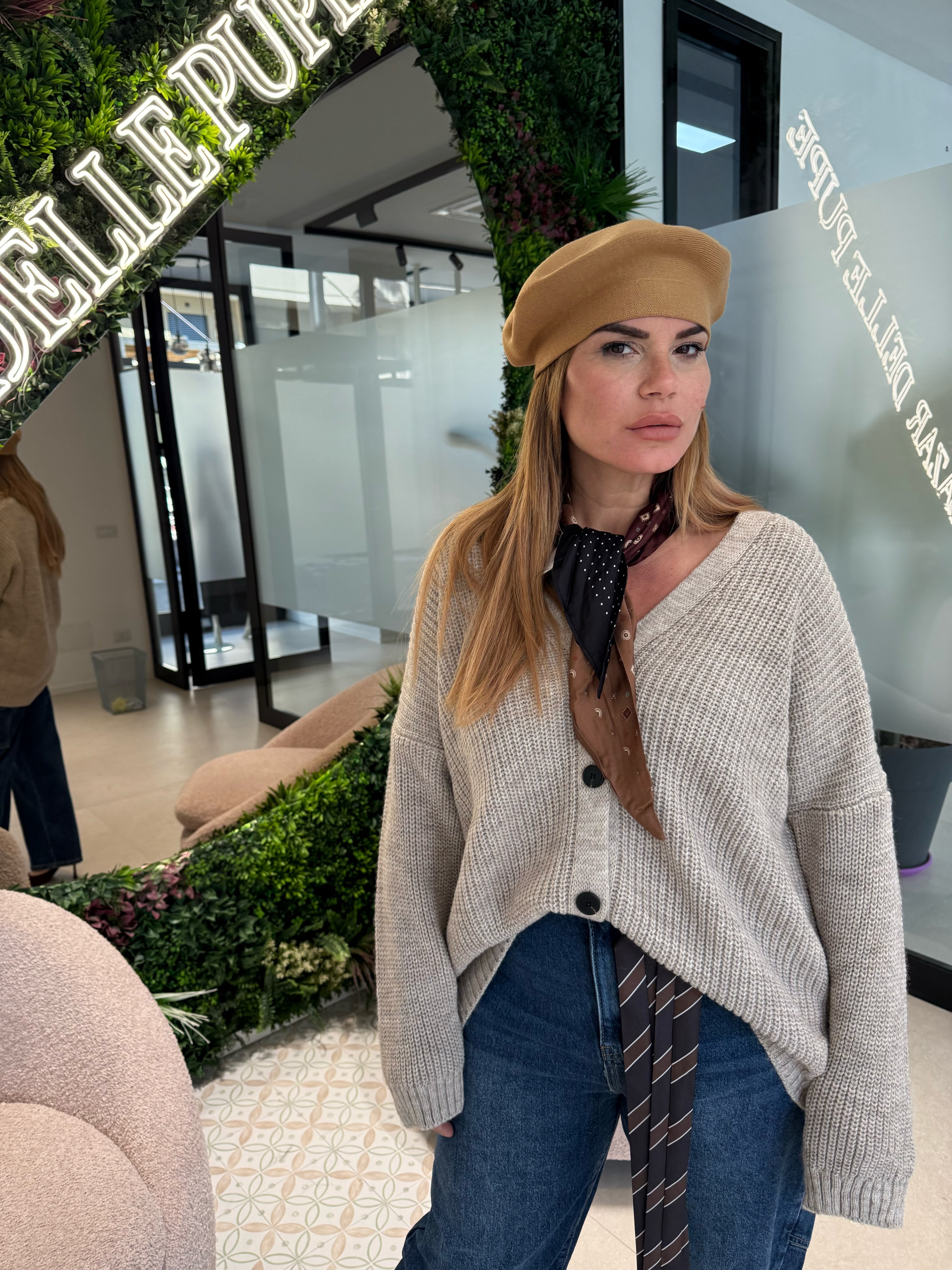 Cardigan con foulard Lumina