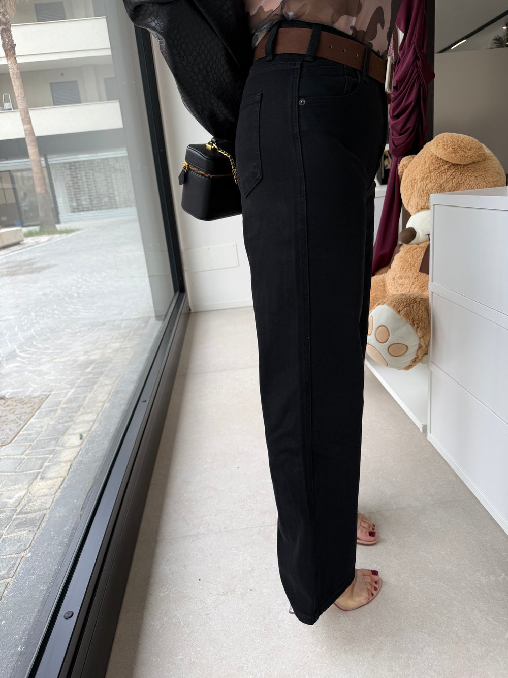 Jeans palazzo con cintura curvy