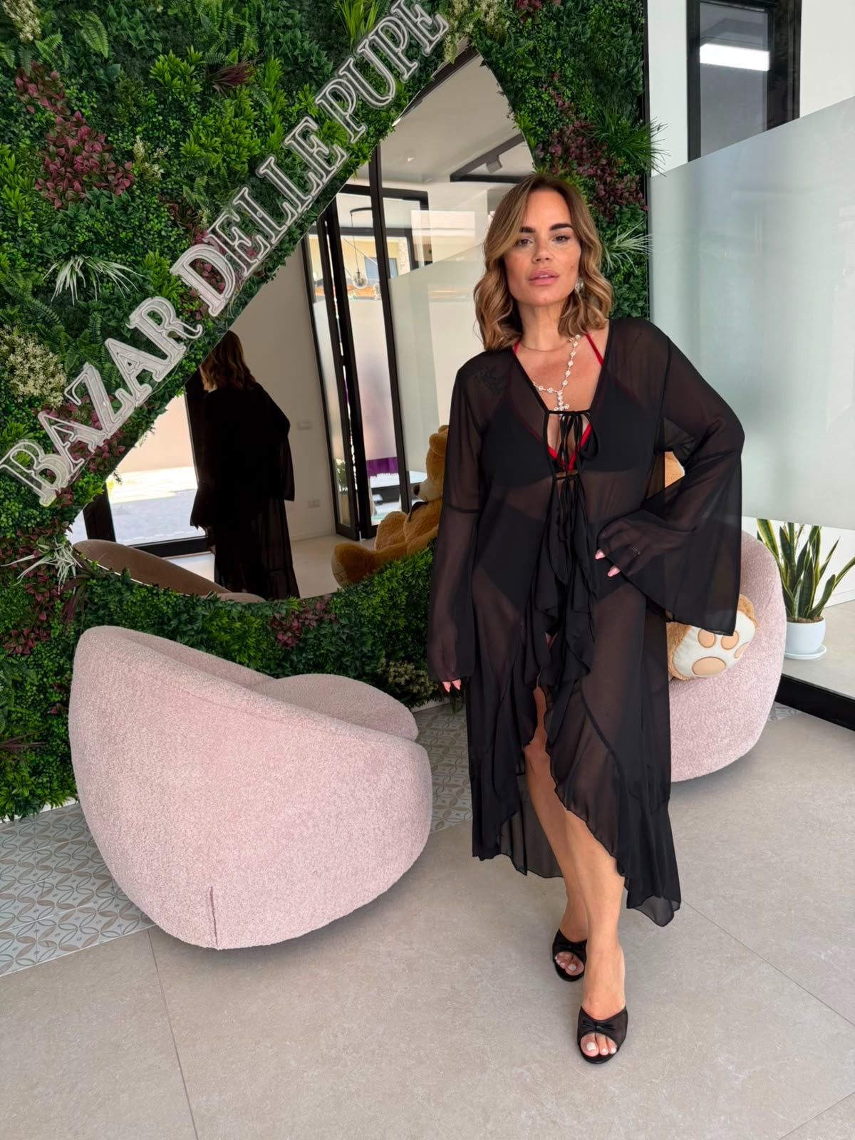 Kimono velato con rouches