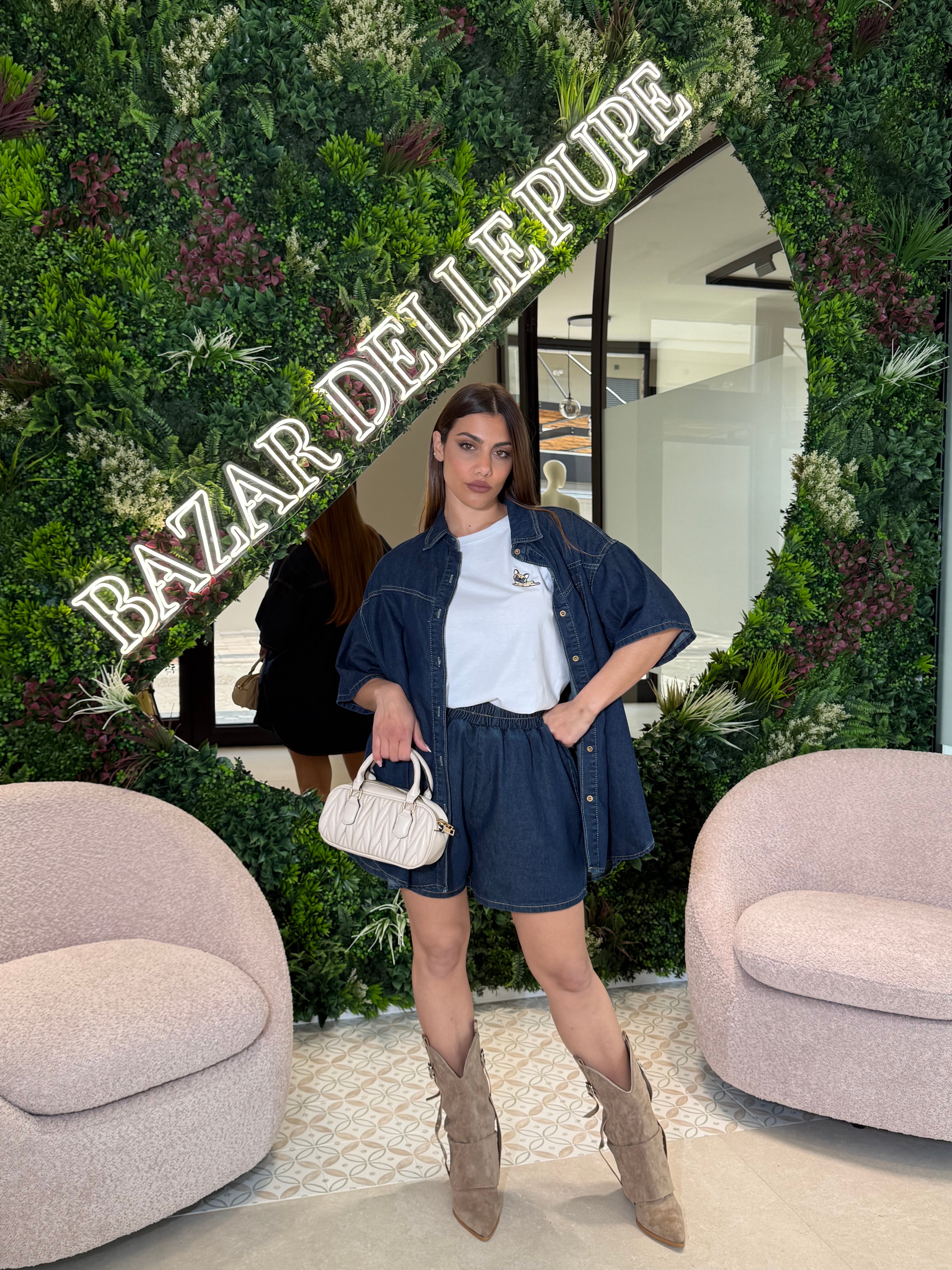 Cordset in denim camicia e pantaloncino
