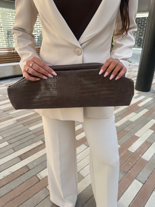 Borsa rettangolare pitonata